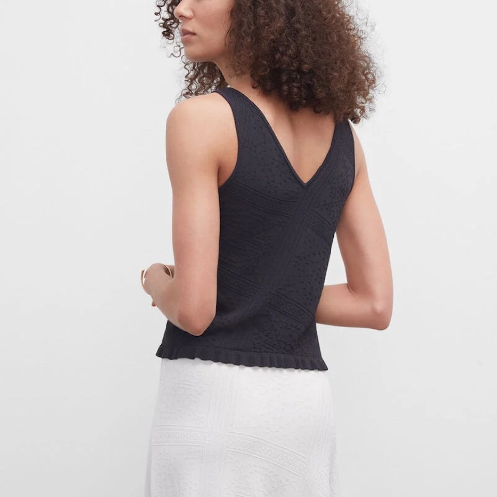 Ruffle Hem Tank - Brand New - NEVER WORN - Black - Picture 2 of 10